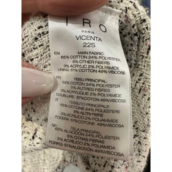 Iro Paris Cotton Blend Tweed Vicenta Long Sleeve Oversized Jacket Beige Size 34 - Picture 7 of 7